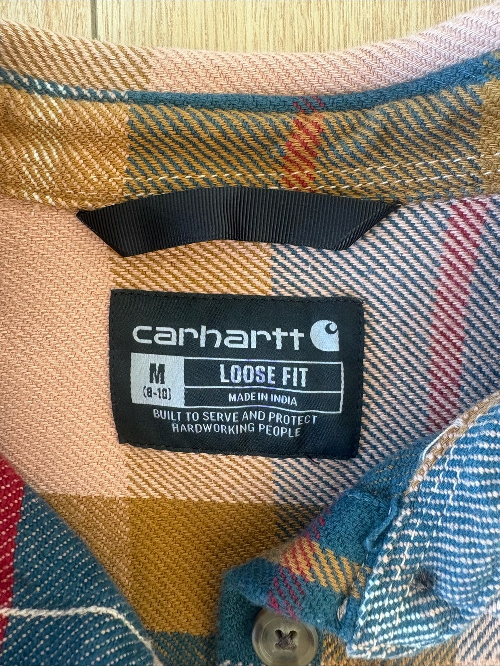 Carhartt Loose Fit Plaid Button-Down Shirt in Blue, Tan, Pink